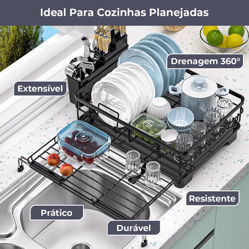 Escorredor de louça extensível Decolab ajustável para pia - imagem 4