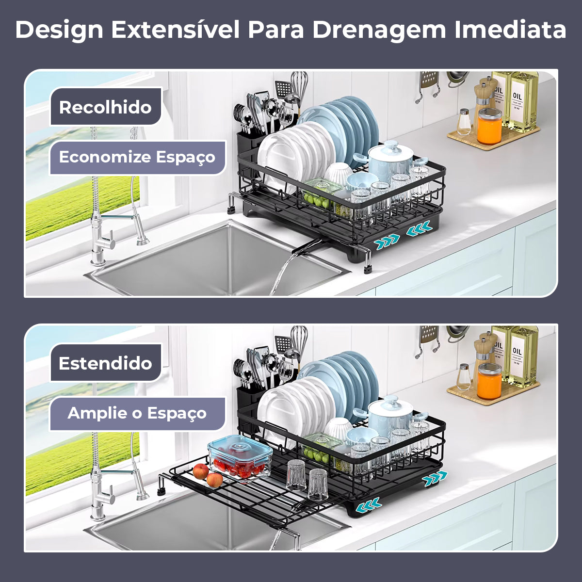 Escorredor de louça extensível Decolab ajustável para pia - imagem 5