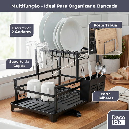 Escorredor de Louça com Escoamento Automático e Suporte - Escorredores de Louça - Decolab - detalhe do produto