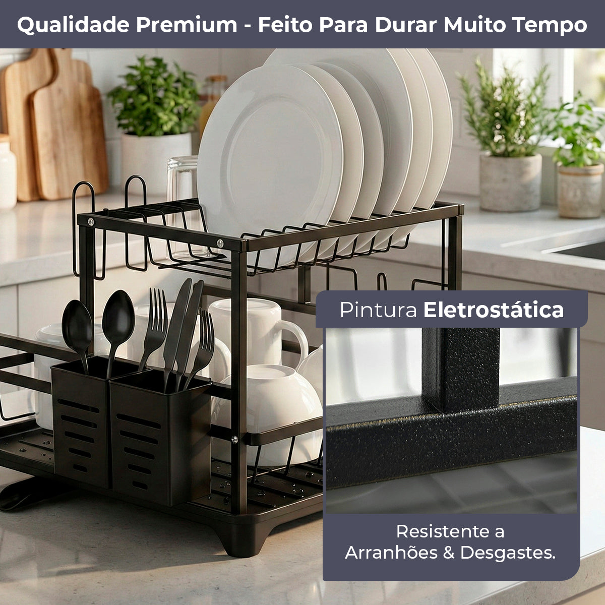Escorredor de Louça com Escoamento Automático e Suporte - Escorredores de Louça - Decolab - variacao ou acabamento