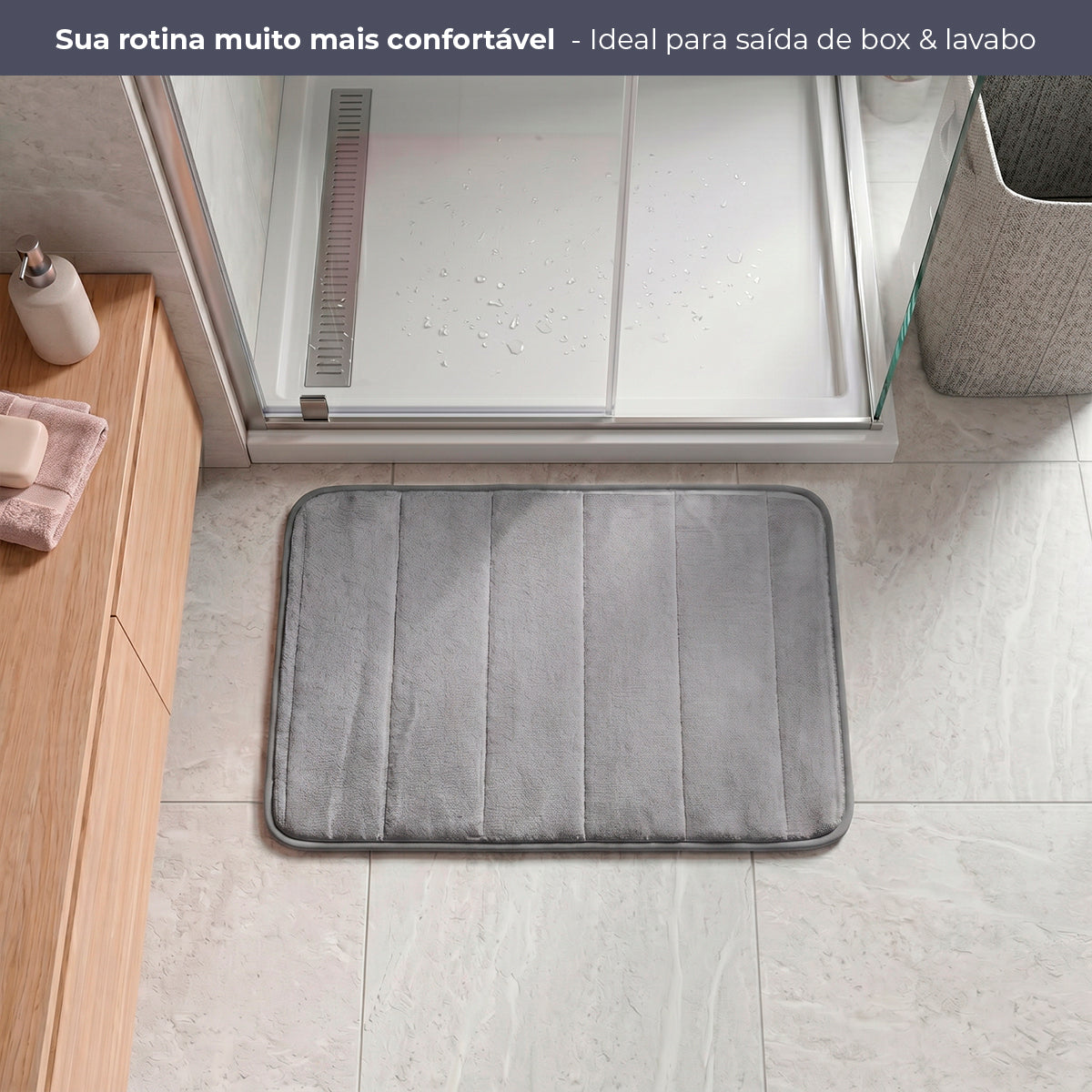 Tapete Banheiro Super Comfort 60x40 Antiderrapante - Tapetes para Banheiro - Decolab - produto em uso