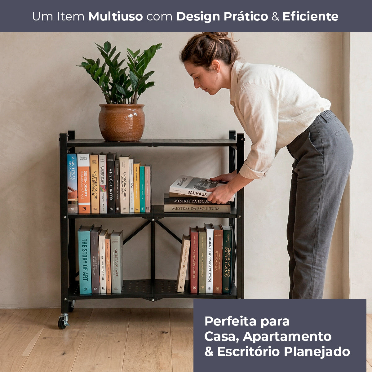 Estante Dobrável Multiuso Decolab 3 Prateleiras Preto