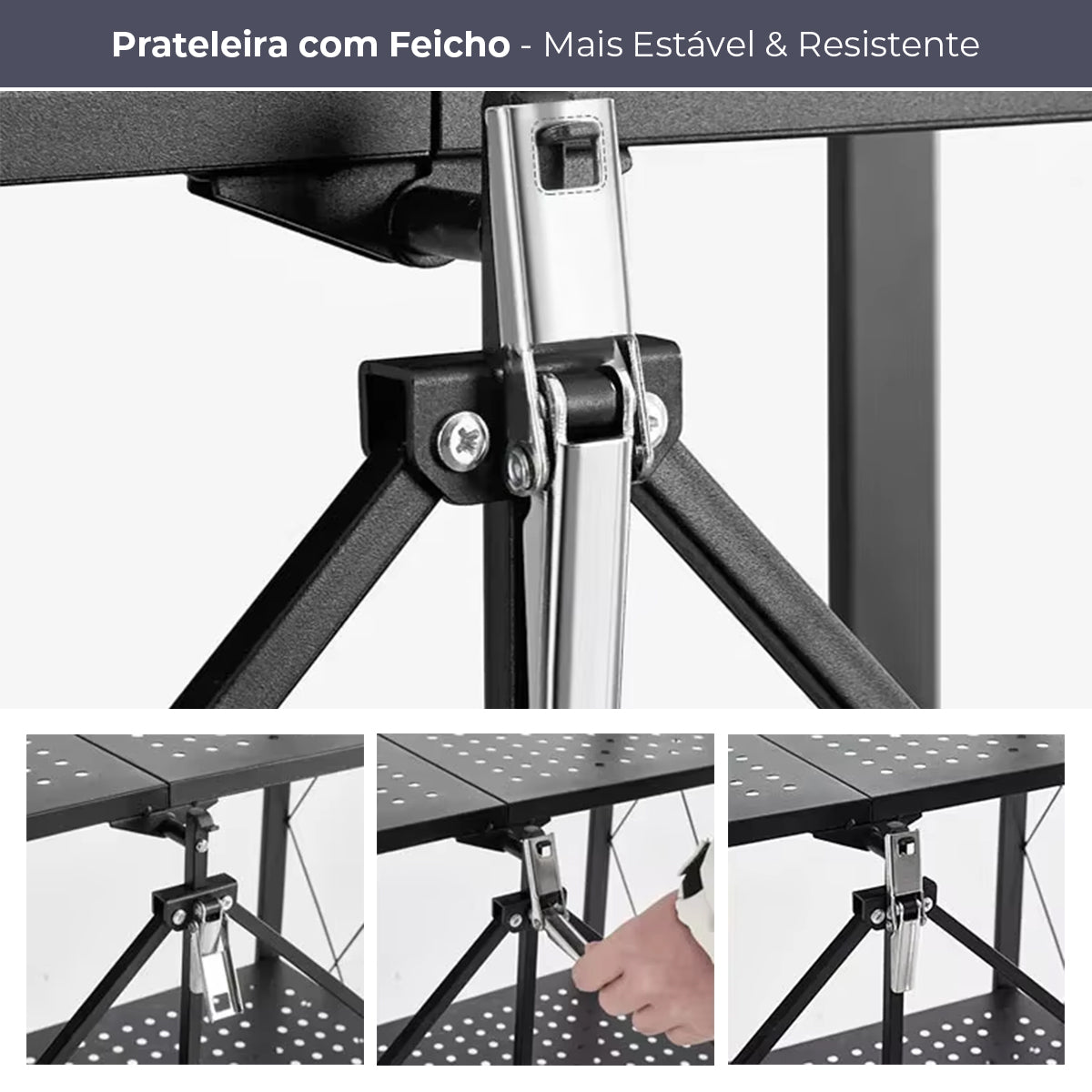 Estante Dobrável Multiuso Decolab 3 Prateleiras Preto