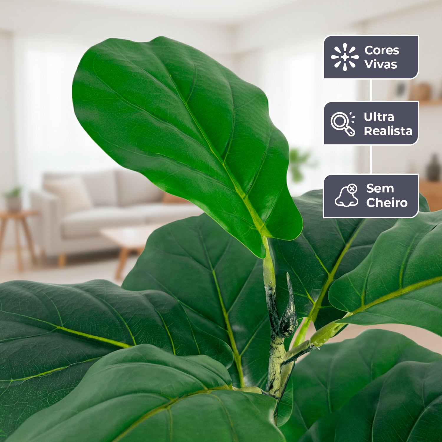 Ficus Lyrata Artificial 70 cm com 25 Folhas