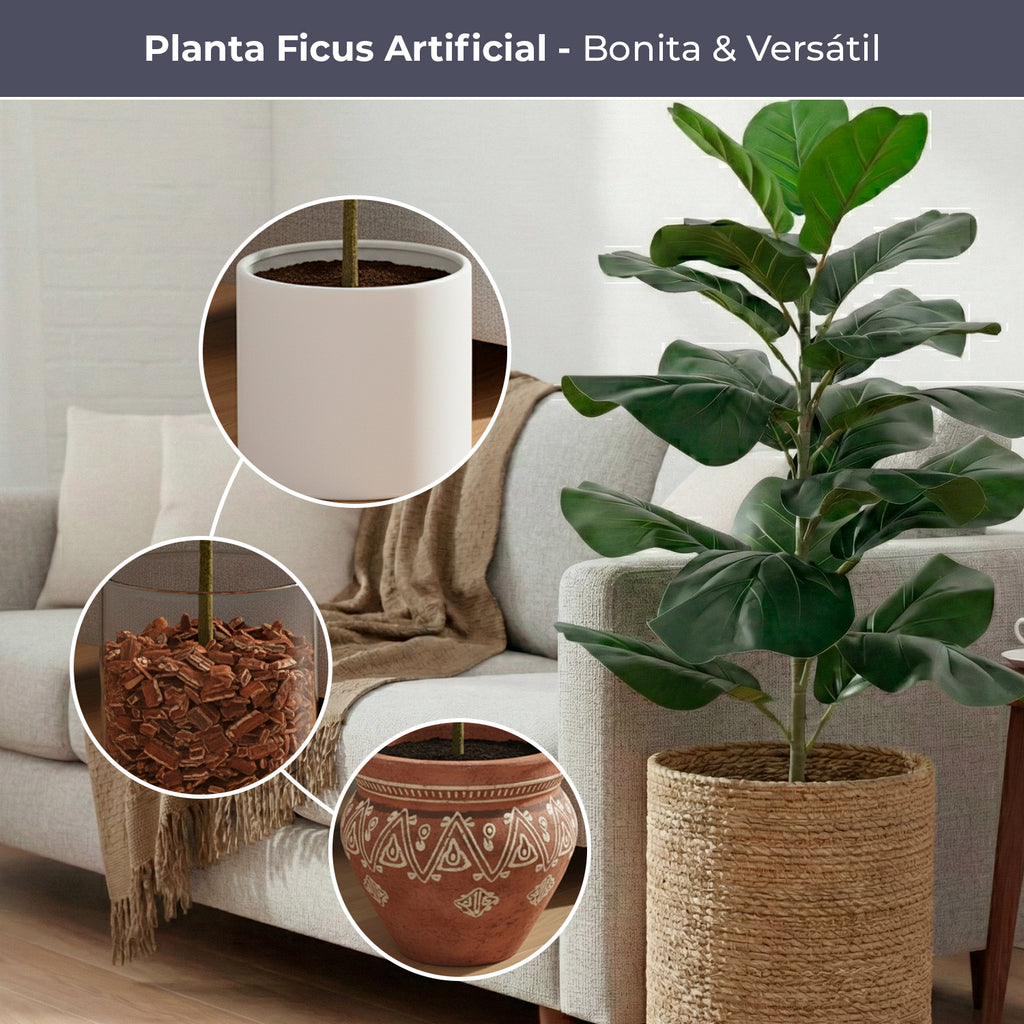 Ficus Lyrata Artificial 70 cm com 25 Folhas
