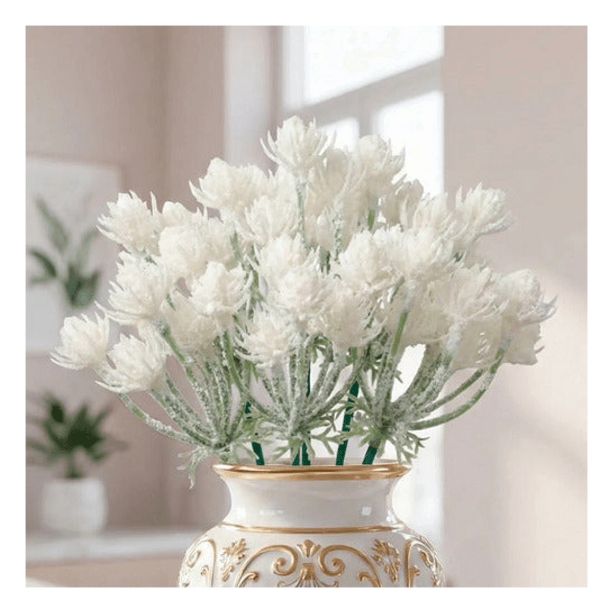 Kit 6 Buquês Artificiais Funcho 31 cm - Branco Decolab