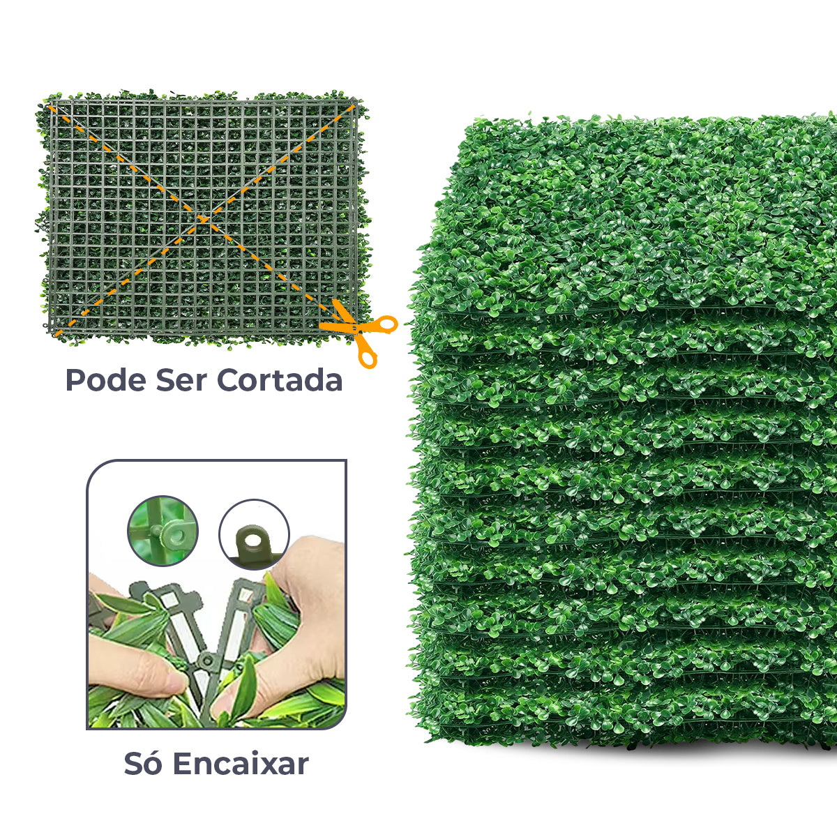 Kit 4 Placas Jardim Vertical Buchinho 60x40 cm - Plantas Artificiais - Decolab - detalhe do produto