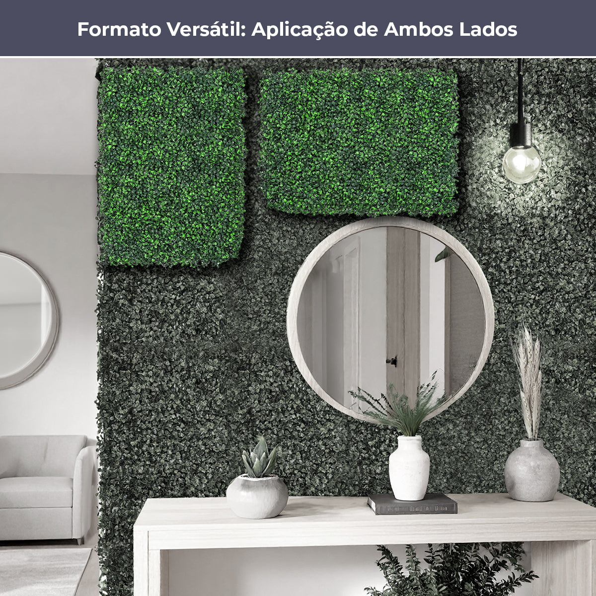 Kit 4 Placas Jardim Vertical Buchinho 60x40 cm - Plantas Artificiais - Decolab - produto em uso