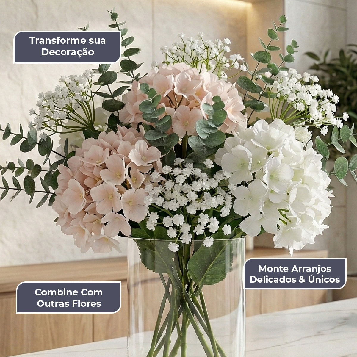 Kit 50 Raminhos de Hortênsia Artificial 32 cm - Flores Artificiais - Decolab - imagem 6