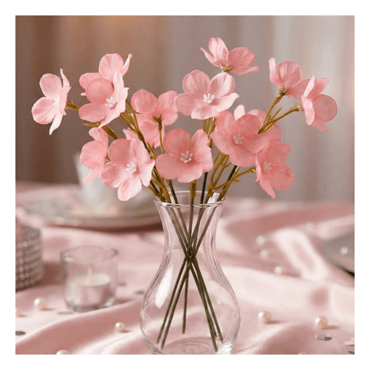 Kit 10 Raminhos de Hortênsia Artificial 32 cm - Rosa Decolab