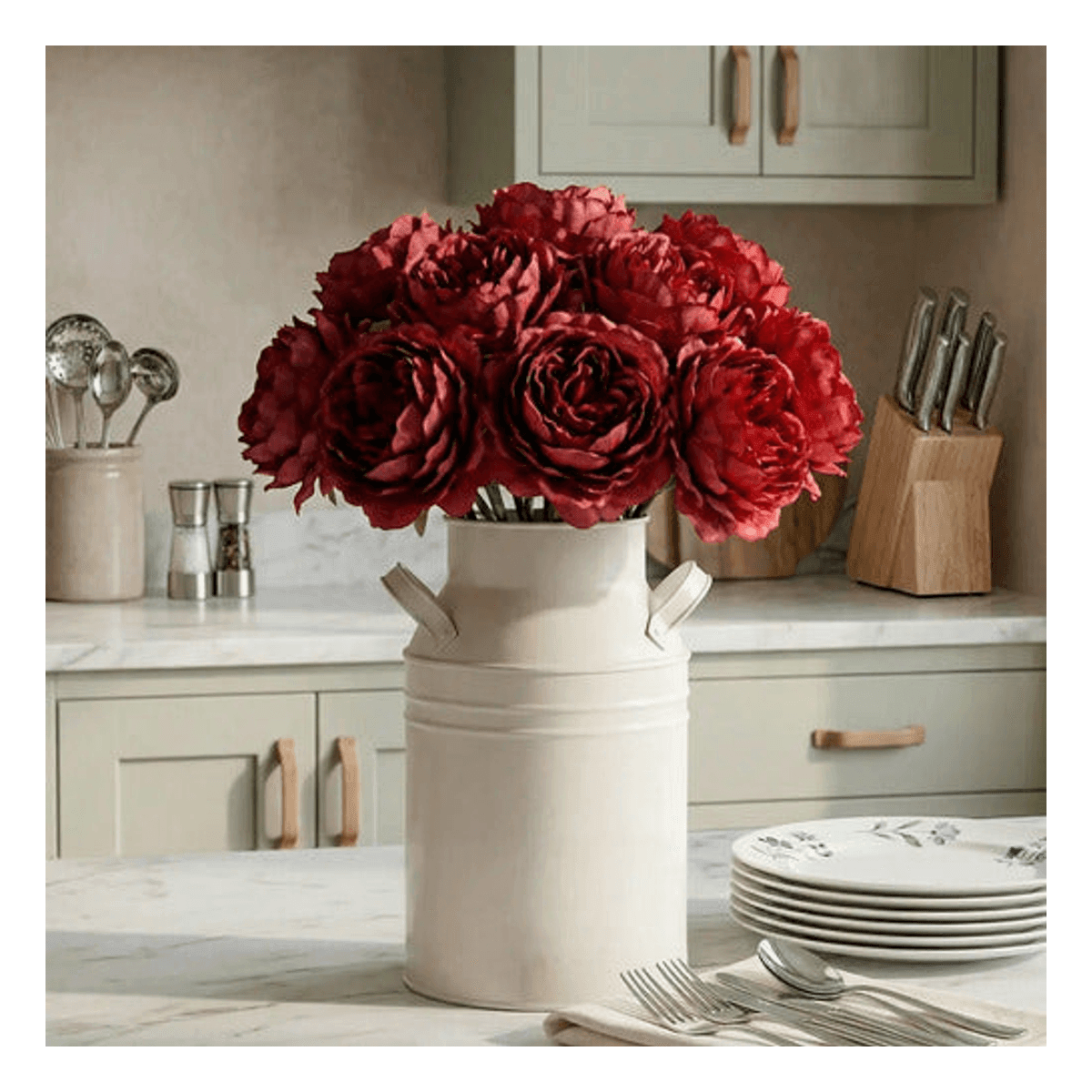 Kit 10 Rosas Artificiais 29 cm - Vermelho Decolab