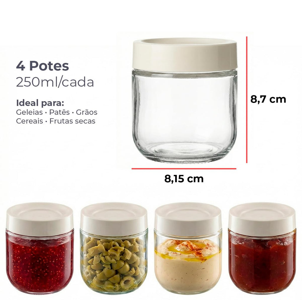 Kit 4 Potes para Tempero