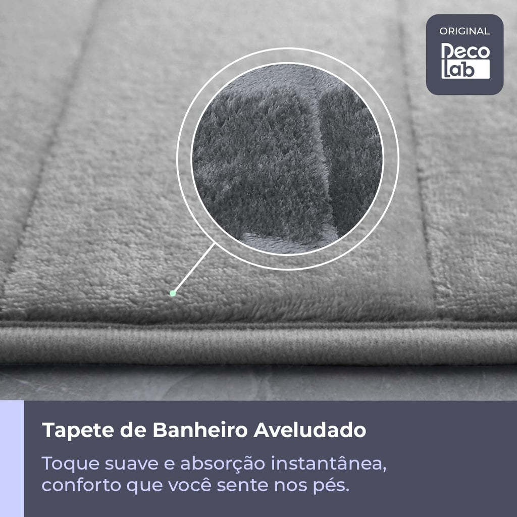 Jogo 3 Peças de Tapetes para Banheiro Super Soft - Cinza-escuro