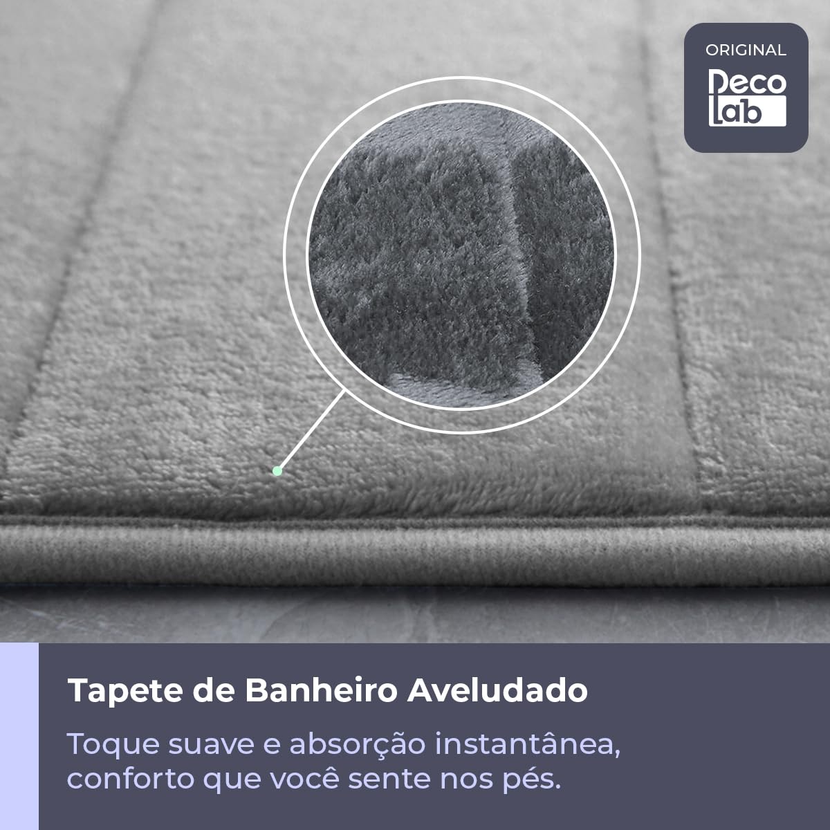 Jogo 3 Peças de Tapetes para Banheiro Super Soft - Cinza-escuro