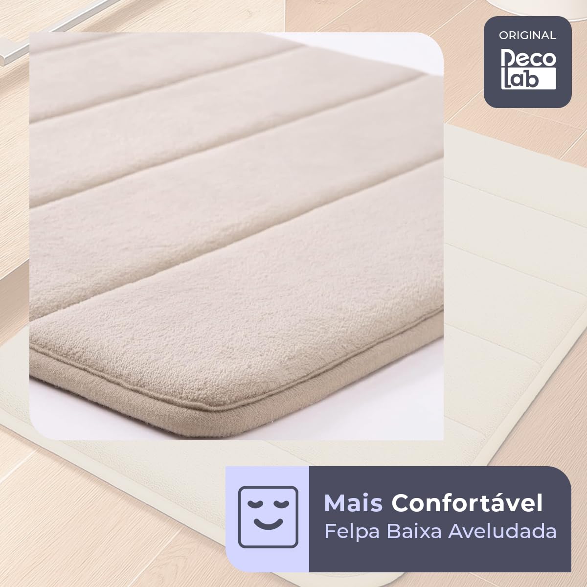 Jogo 3 Peças de Tapetes para Banheiro Super Soft - Bege