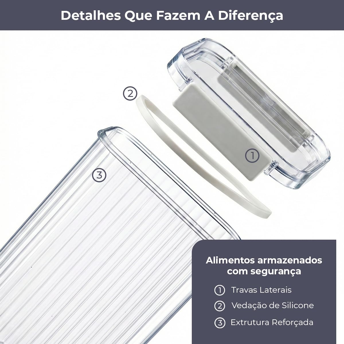 Kit 3 Potes Herméticos Canelados