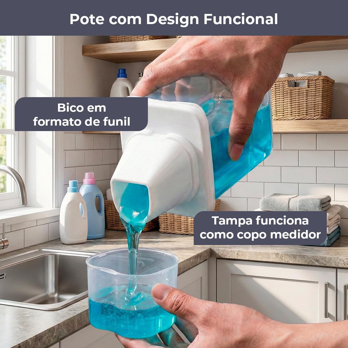 Kit 3 Potes com Bico Dosador