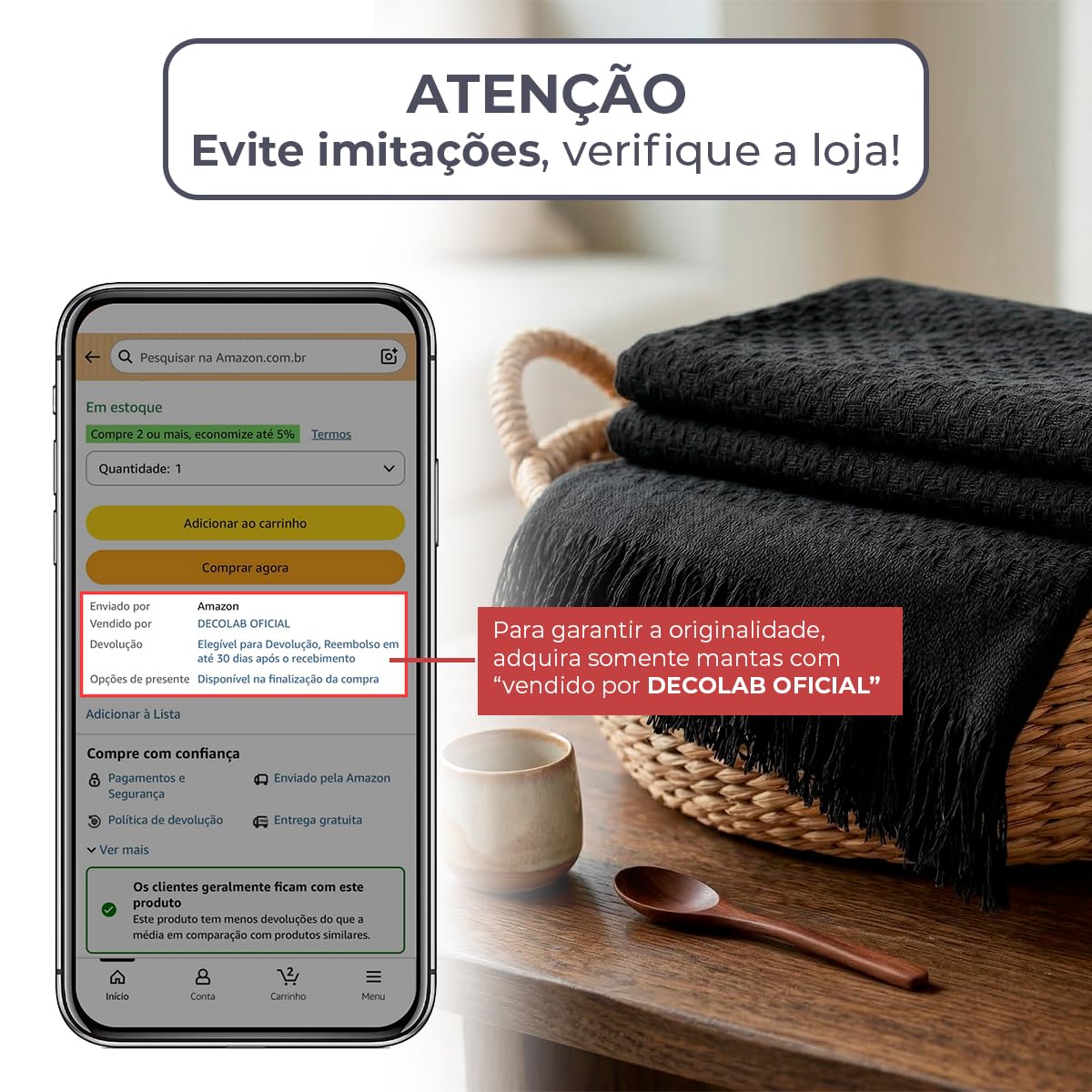 Kit 2 Mantas para Sofá em Algodão com Franjas - Preto
