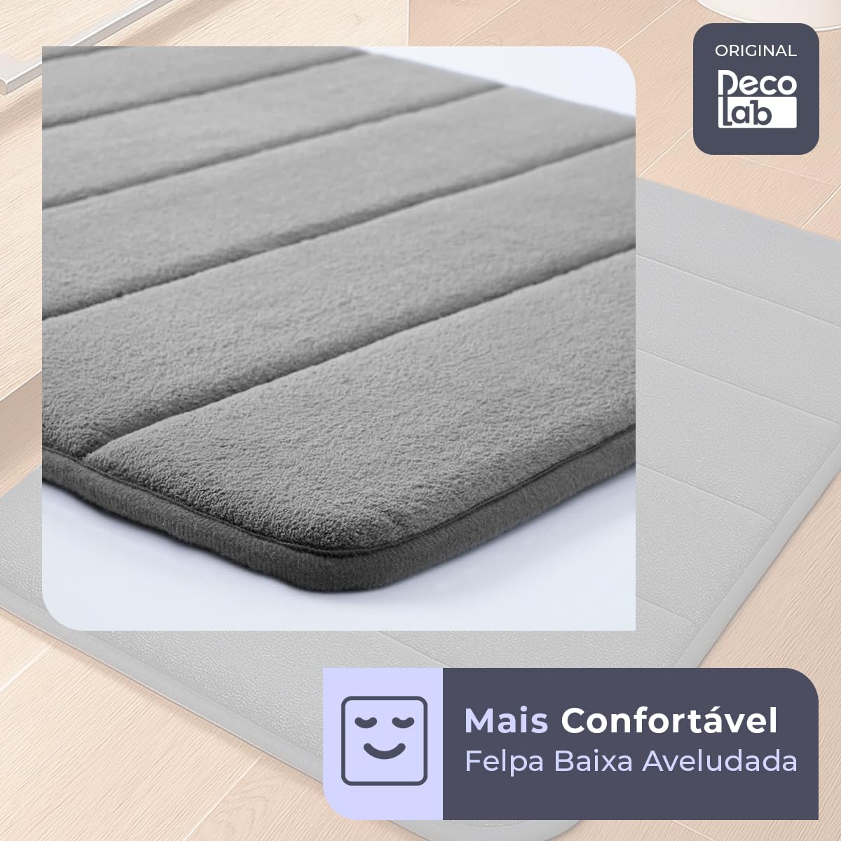 Jogo 3 Peças de Tapetes para Banheiro Super Soft - Cinza-escuro