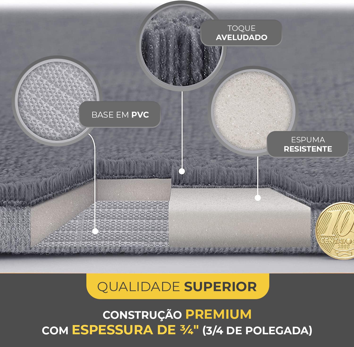 Tapete para Banheiro Super Soft - Cinza