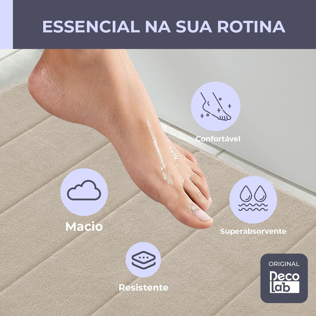 Jogo 3 Peças de Tapetes para Banheiro Super Soft - Bege