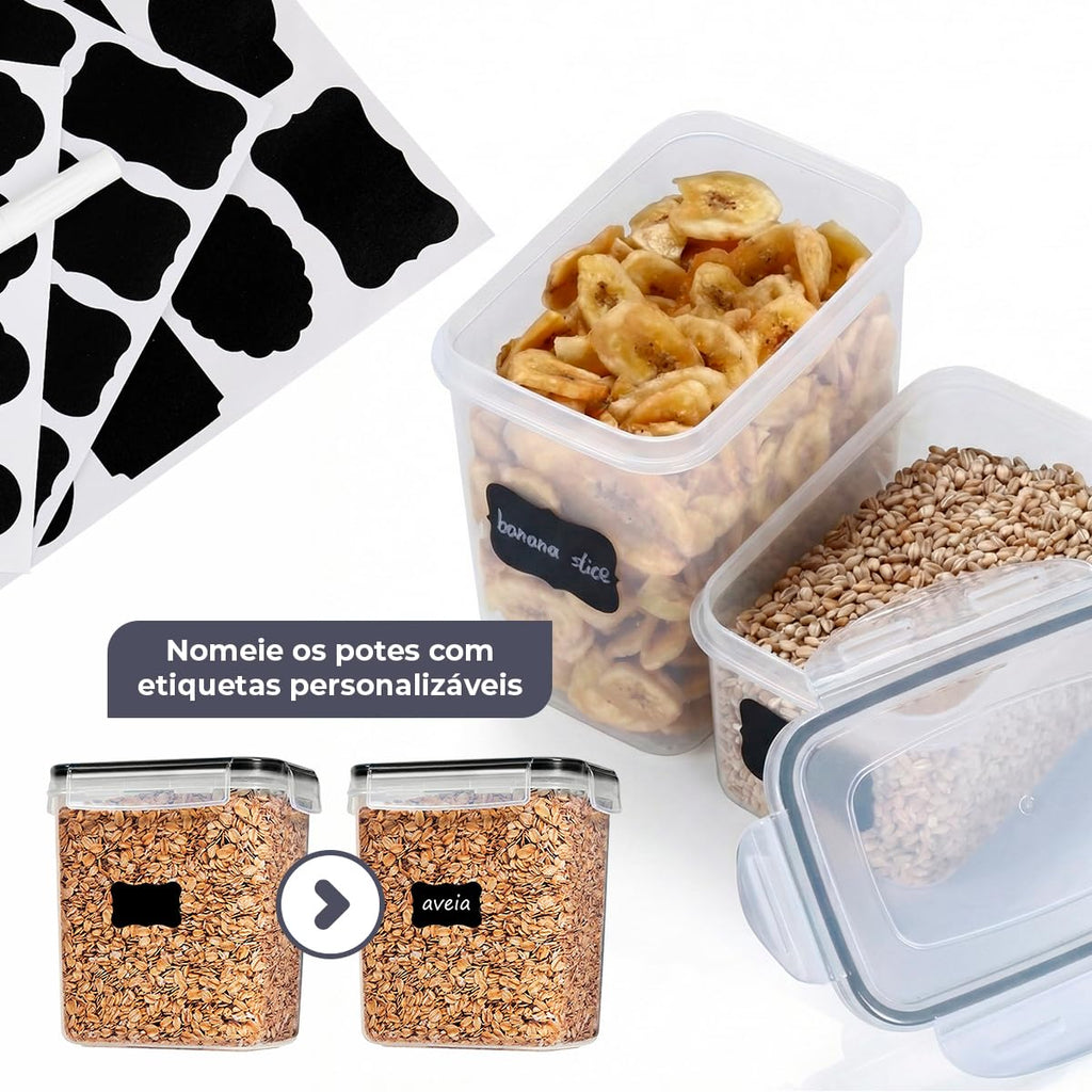 Kit 15 Potes Herméticos com Trava
