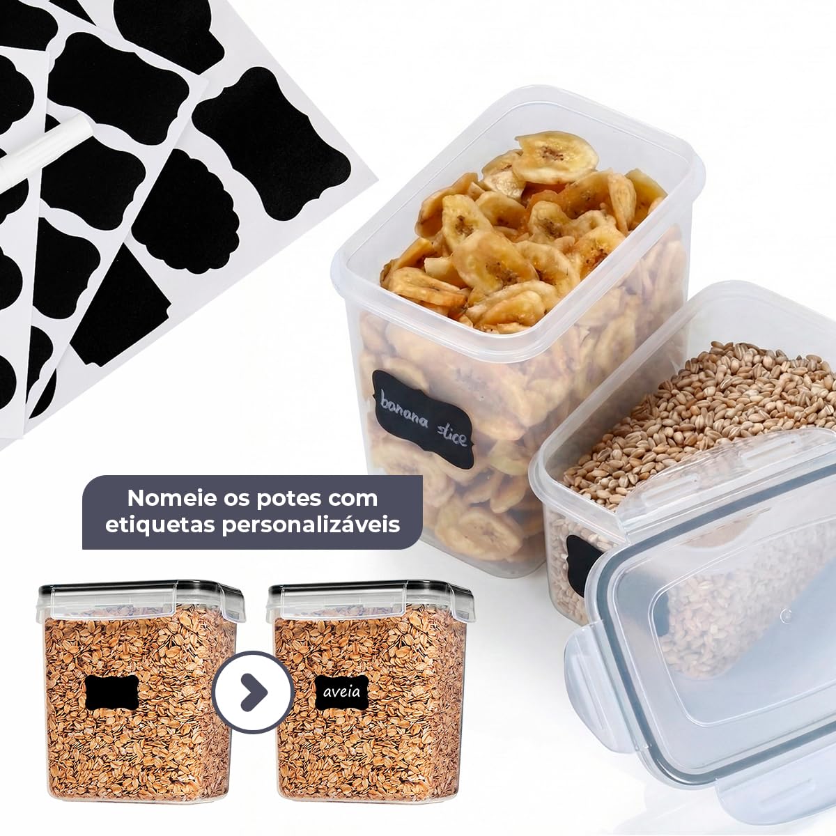 Kit 15 Potes Herméticos com Trava