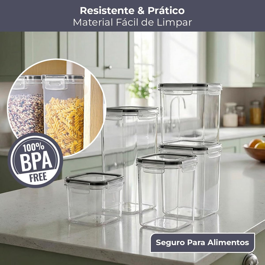 Kit 15 Potes Herméticos com Trava
