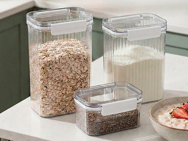 Imagem do produtoKit 3 Potes Herméticos Canelados Empilháveis