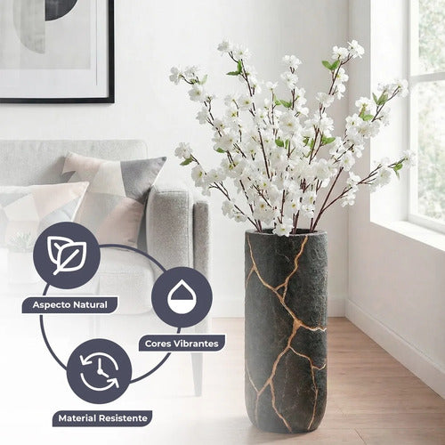 Kit 10 Galhos de Cerejeira Artificial 120 cm - Branco