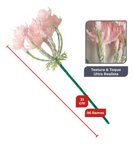 Kit 6 Flores Artificiais Decorativas - Rosa