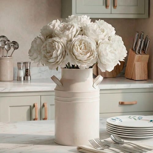 Kit 10 Rosas Artificiais - Branco