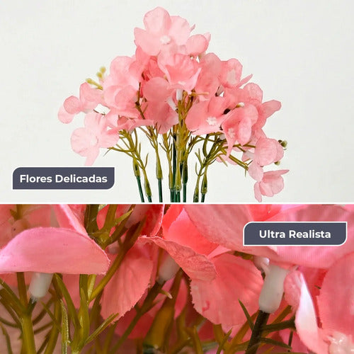 Kit 10 Flores Artificiais Hortênsia - Rosa