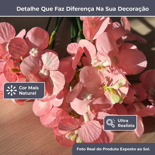 Kit 10 Flores Artificiais Hortênsia - Rosa