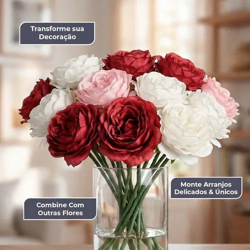 Kit 10 Rosas Artificiais - Vermelho