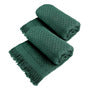 Kit 2 Mantas para Sofá em Algodão com Franjas - Verde-musgo