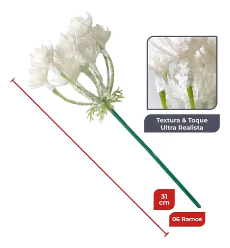 Kit 6 Flores Artificiais Decorativas - Branco