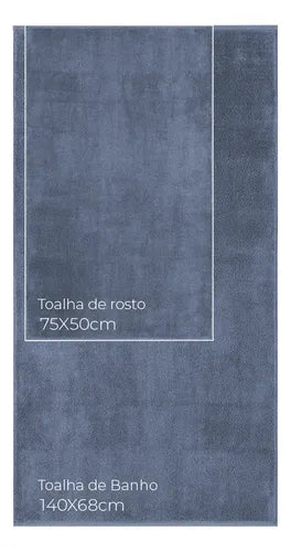 Jogo de Toalhas 5 Peças - Azul-marinho e Rosa