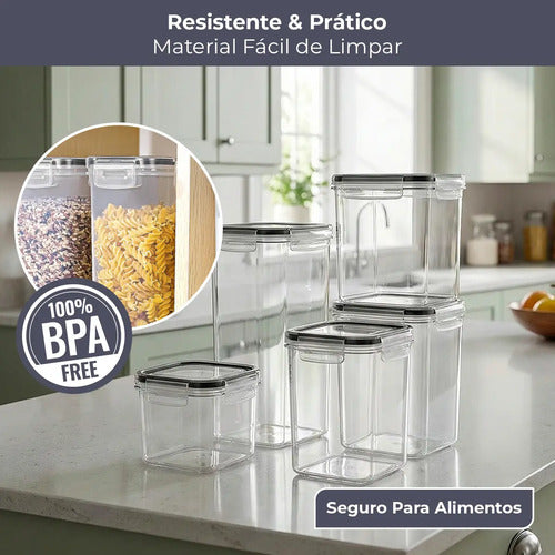 Kit 7 Potes Herméticos com Trava