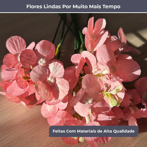 Kit 10 Flores Artificiais Hortênsia - Rosa