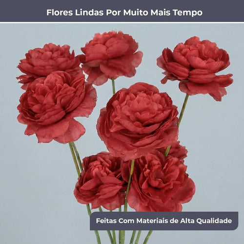 Kit 10 Rosas Artificiais - Vermelho