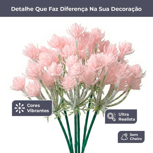 Kit 6 Flores Artificiais Decorativas - Rosa