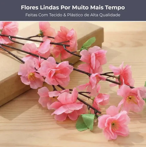 Kit 10 Galhos de Cerejeira Artificial 65 cm - Rosa