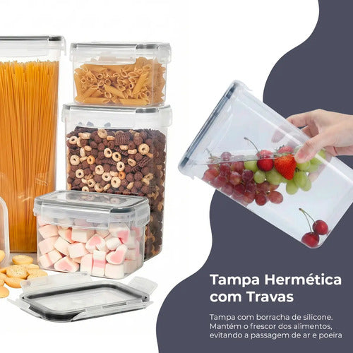 Kit 7 Potes Herméticos com Trava