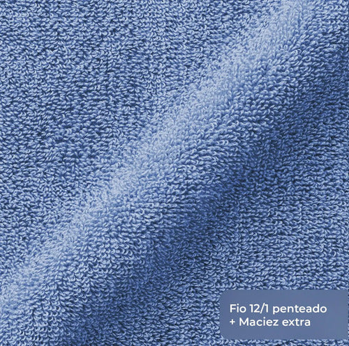 Jogo de Toalhas 5 Peças - Azul-recanto (2b, 2r) e Azul-navegantes (1p)