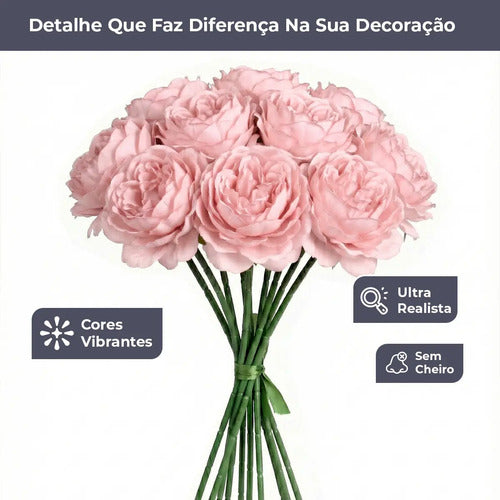 Kit 10 Rosas Artificiais - Rosa