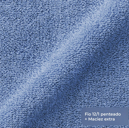 Jogo de Toalhas 5 Peças - Azul-claro e Azul-marinho
