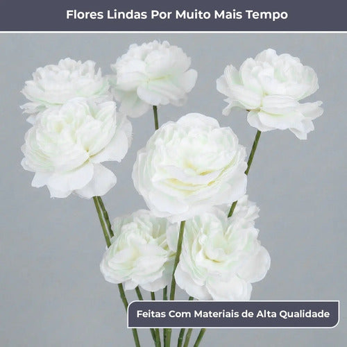 Kit 10 Rosas Artificiais - Branco