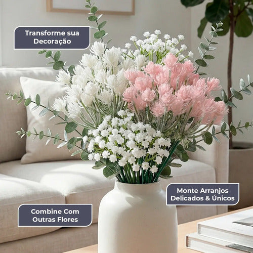 Kit 6 Flores Artificiais Decorativas - Branco