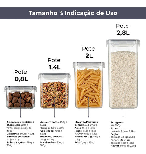 Kit 7 Potes Herméticos com Trava
